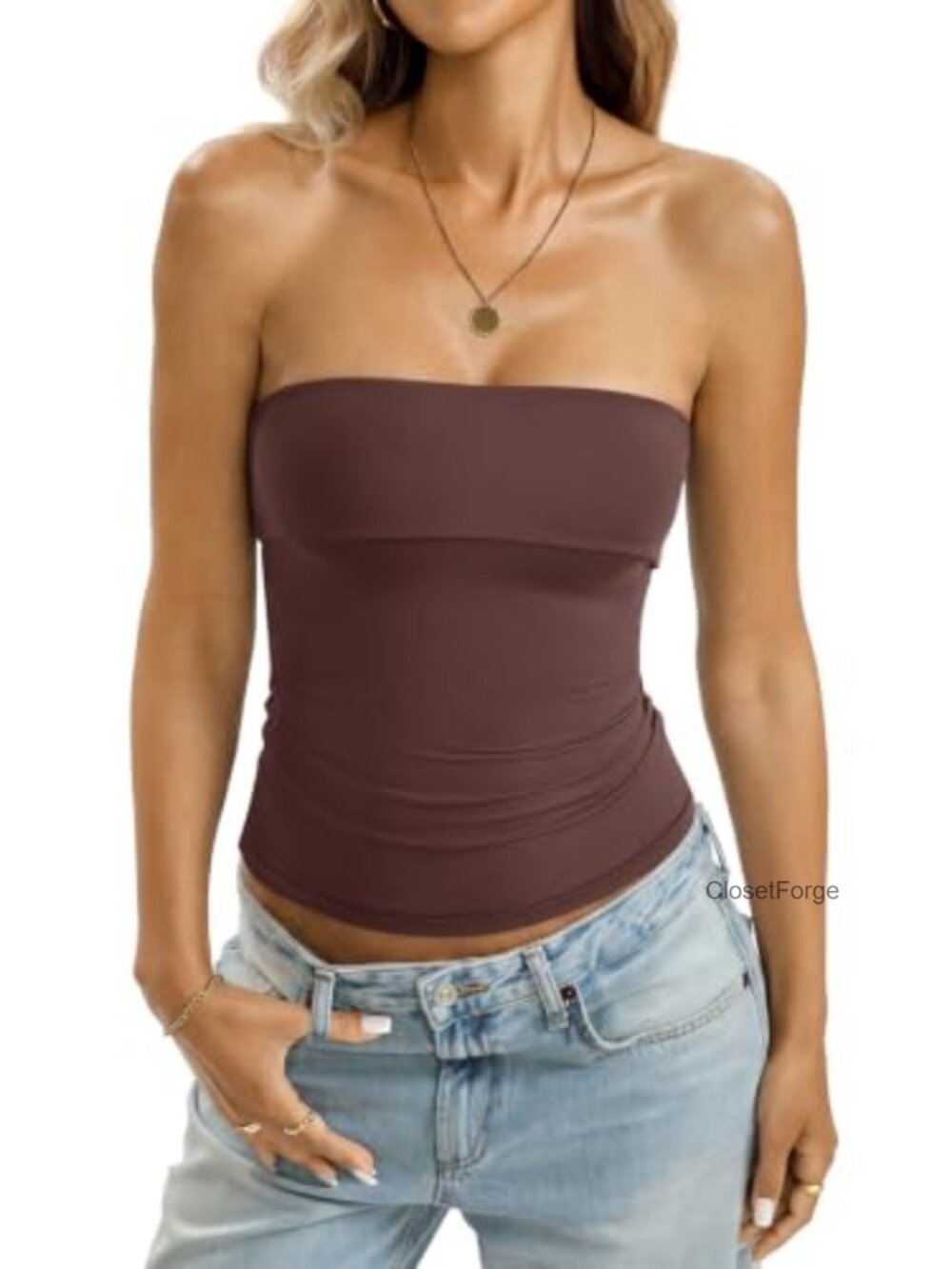 Double Lined Tube Top Non Slip Bandeau Strapless Tank Top